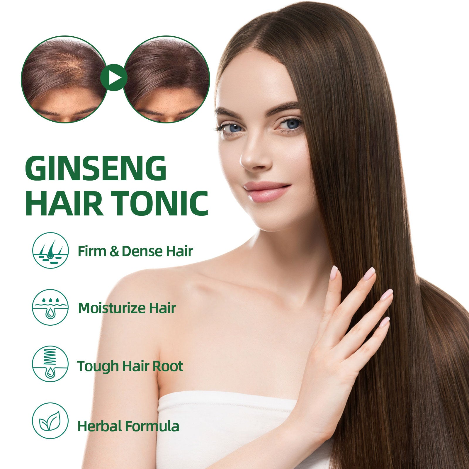 Ginseng Hair Growth Liquid, Ginseng Essence Moisturizes Hair, Hair Prevents Loss And Care Hair Growth Spray