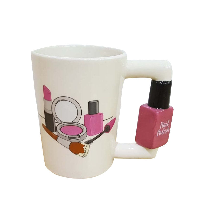 300ml Creative Ceramic Mugs Girl Tools Beauty Kit Specials Nail Polish Handle Tea Coffee Cup Personalized Mug Beauty Tool Cup
