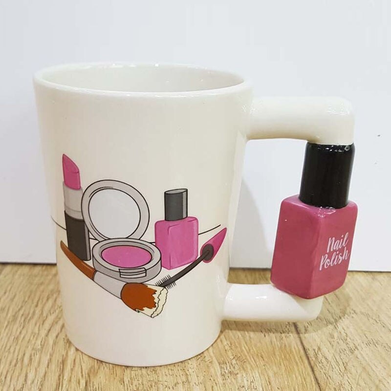 300ml Creative Ceramic Mugs Girl Tools Beauty Kit Specials Nail Polish Handle Tea Coffee Cup Personalized Mug Beauty Tool Cup