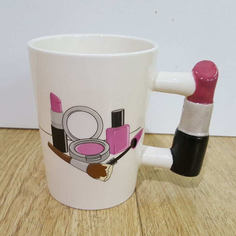 300ml Creative Ceramic Mugs Girl Tools Beauty Kit Specials Nail Polish Handle Tea Coffee Cup Personalized Mug Beauty Tool Cup