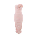 Skincare slimming three-dimensional floral mid length dress